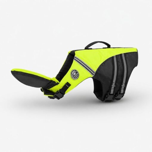 Green dog life vest with detachable chin support by Paws Circle