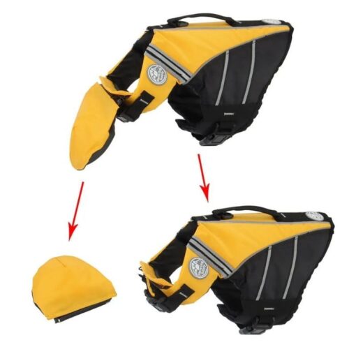 Detachable chin flap feature on Paws Circle dog life vest