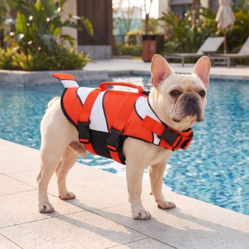 Paws Circle Clownfish Life Vest lifestyle dog swim image 2