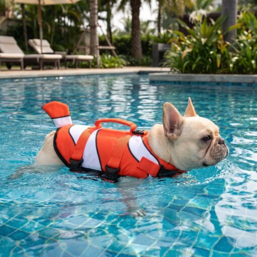 Paws Circle Clownfish Life Vest lifestyle dog swim image 3