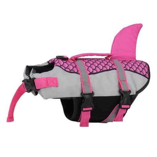 Pink Paws Circle Mermaid Fin Life Vest product image on white background