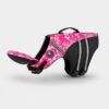 Pink patterned dog life vest with chin support by Paws Circle