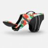 Red patterned dog life vest with chin support by Paws Circle