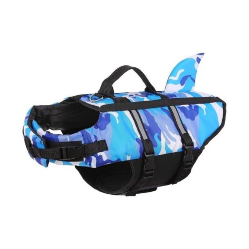 Blue Paws Circle Shark Camo Swim Life Vest product image on white background