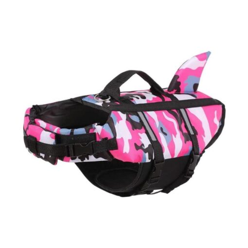 Pink Paws Circle Shark Camo Swim Life Vest product image on white background
