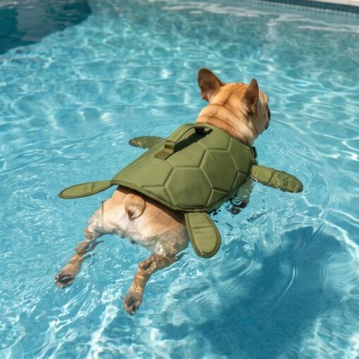 Green Paws Circle Turtle Swim Life Vest product image on white background