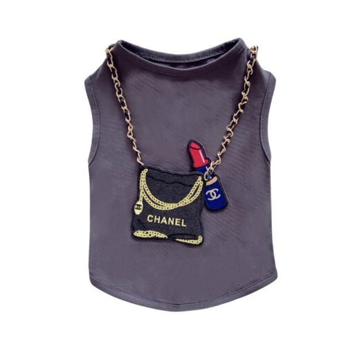 Paws Circle Boutique Handbag Sleeveless Dog Tee — Charcoal product photo