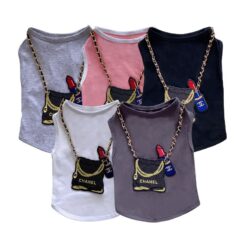 Paws Circle Boutique Handbag Sleeveless Dog Tee flat lay showing all available colours and options