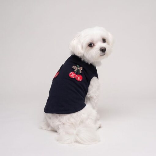 Paws Circle Cherry Bow Sleeveless Dog Tee product photo