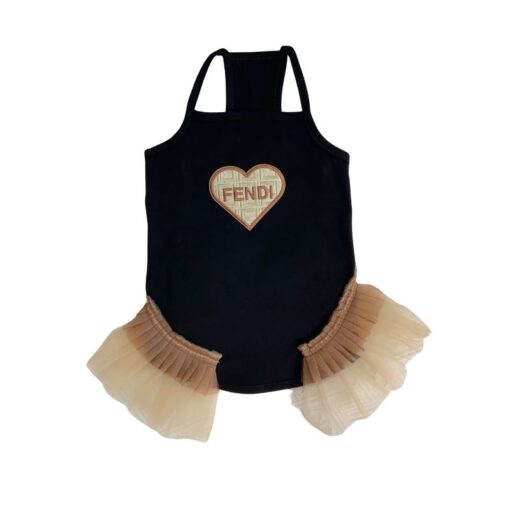 Paws Circle Golden Heart Tutu Dog Dress — Black product photo