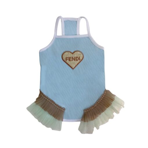 Paws Circle Golden Heart Tutu Dog Dress — Blue product photo