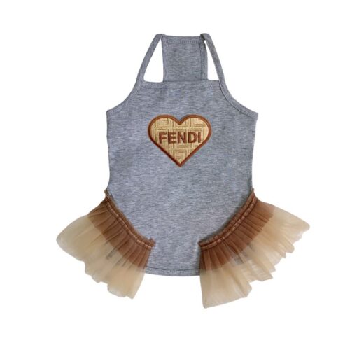 Paws Circle Golden Heart Tutu Dog Dress — Grey product photo