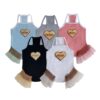 Paws Circle Golden Heart Tutu Dog Dress flat lay showing all available colours and options