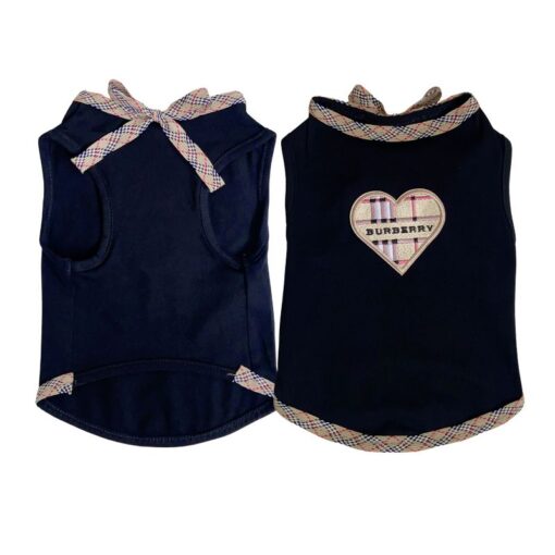 Paws Circle Heritage Check Heart Sleeveless Dog Tee — black product photo