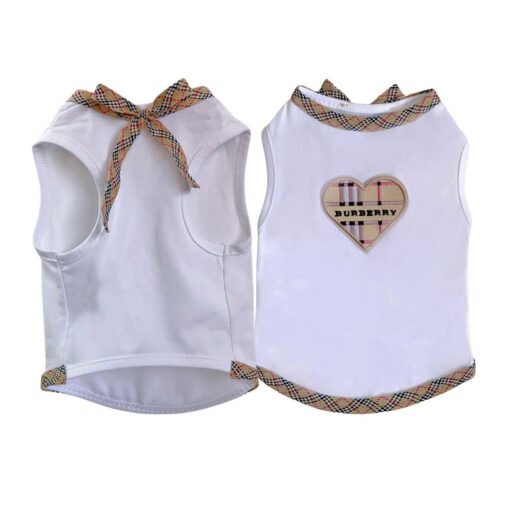 Paws Circle Heritage Check Heart Sleeveless Dog Tee — white product photo