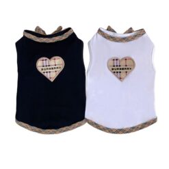 Paws Circle Heritage Check Heart Sleeveless Dog Tee flat lay showing all available colours and options