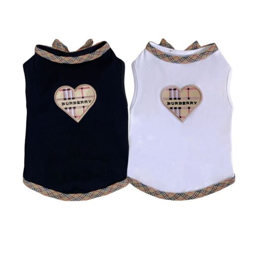 Paws Circle Heritage Check Heart Sleeveless Dog Tee flat lay showing all available colours and options