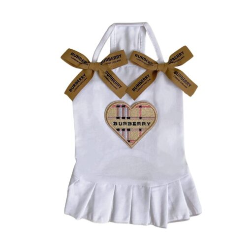 Paws Circle Heritage Heart Ribbon Dog Dress — white product photo