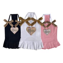 Paws Circle Heritage Heart Ribbon Dog Dress flat lay showing all available colours and options