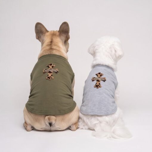 Paws Circle Leopard Cross Sleeveless Dog Tee product photo