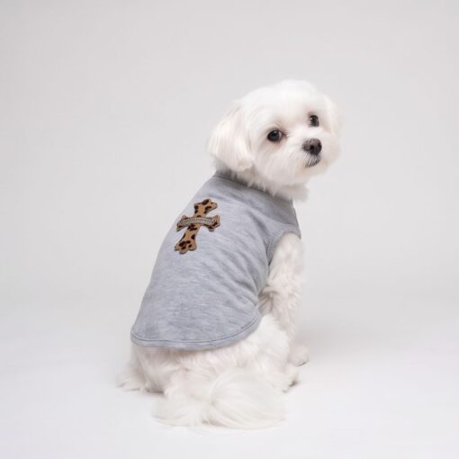 Paws Circle Leopard Cross Sleeveless Dog Tee product photo