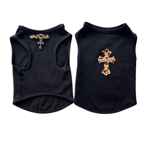 Paws Circle Leopard Cross Sleeveless Dog Tee — Black product photo