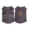 Paws Circle Leopard Cross Sleeveless Dog Tee — Charcoal product photo