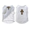 Paws Circle Leopard Cross Sleeveless Dog Tee — White product photo