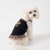 Dog model wearing the Paws Circle Leopard Cross Tutu Dog Dress