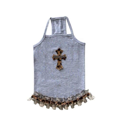 Paws Circle Leopard Cross Tutu Dog Dress — grey product photo