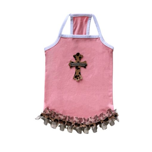 Paws Circle Leopard Cross Tutu Dog Dress — pink product photo