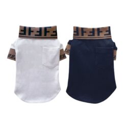 Paws Circle Monogram Trim Dog Polo Tee flat lay showing all available colours and options