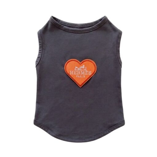Paws Circle Paris Heart Sleeveless Dog Tee — Charcoal product photo