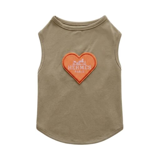 Paws Circle Paris Heart Sleeveless Dog Tee — Olive product photo