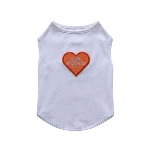 Paws Circle Paris Heart Sleeveless Dog Tee — White product photo