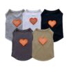 Paws Circle Paris Heart Sleeveless Dog Tee flat lay showing all available colours and options