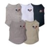 Paws Circle Racquet Club Sleeveless Dog Tee flat lay showing all available colours and options