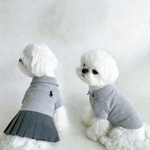 Dog model wearing the Paws Circle Rider Club Dog Polo Dress & Tee