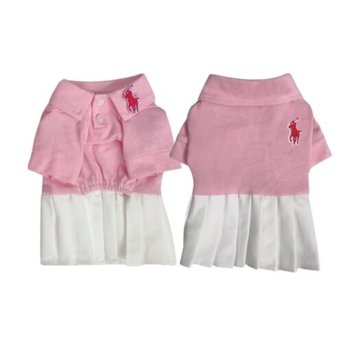 Paws Circle Rider Club Dog Polo Dress & Tee — Pink Polo Dress product photo