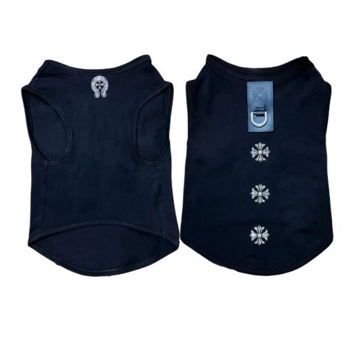 Paws Circle Studded Cross Sleeveless Dog Tee — Black product photo