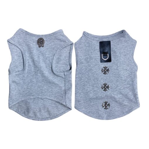 Paws Circle Studded Cross Sleeveless Dog Tee — Grey product photo