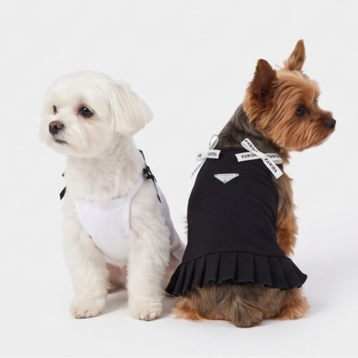 Paws Circle Triangle Ribbon Pleated Dog Dress product photo