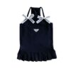 Paws Circle Triangle Ribbon Pleated Dog Dress — Black product photo