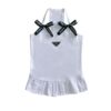 Paws Circle Triangle Ribbon Pleated Dog Dress — White product photo