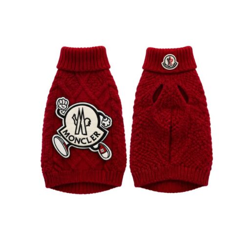 Paws Circle Alpine Crest Cable-Knit Dog Sweater in Red