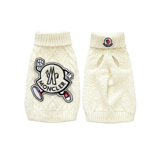 Paws Circle Alpine Crest Cable-Knit Dog Sweater in White