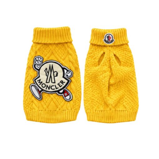 Paws Circle Alpine Crest Cable-Knit Dog Sweater in Yellow