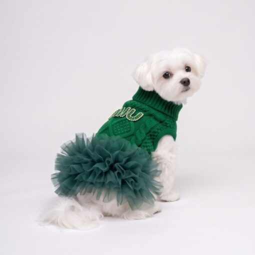 Paws Circle Boutique Cable-Knit Tutu Dog Dress product detail