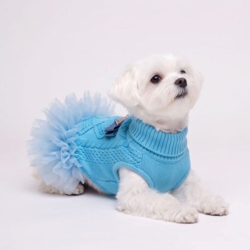 Paws Circle Triangle Ribbon Cable-Knit Tutu Dog Dress product detail