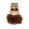 Paws Circle Triangle Ribbon Cable-Knit Tutu Dog Dress in Beige